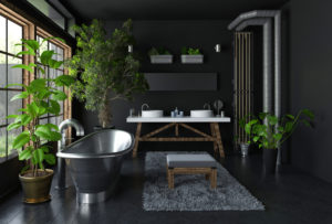 Baignoire en acier dans une salle de bain design