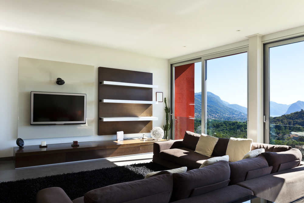 baie vitrée pvc et salon