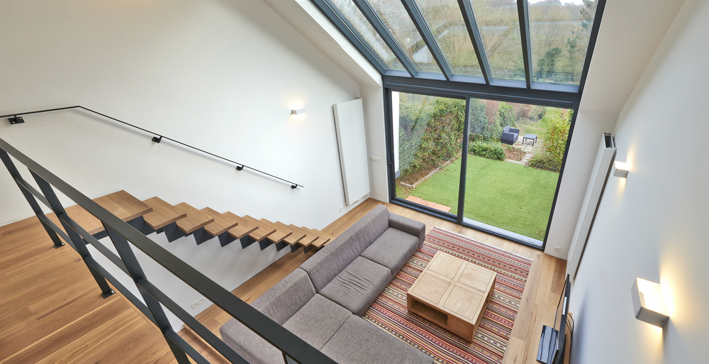 Porte-fenêtre alu couplée avec une verrière